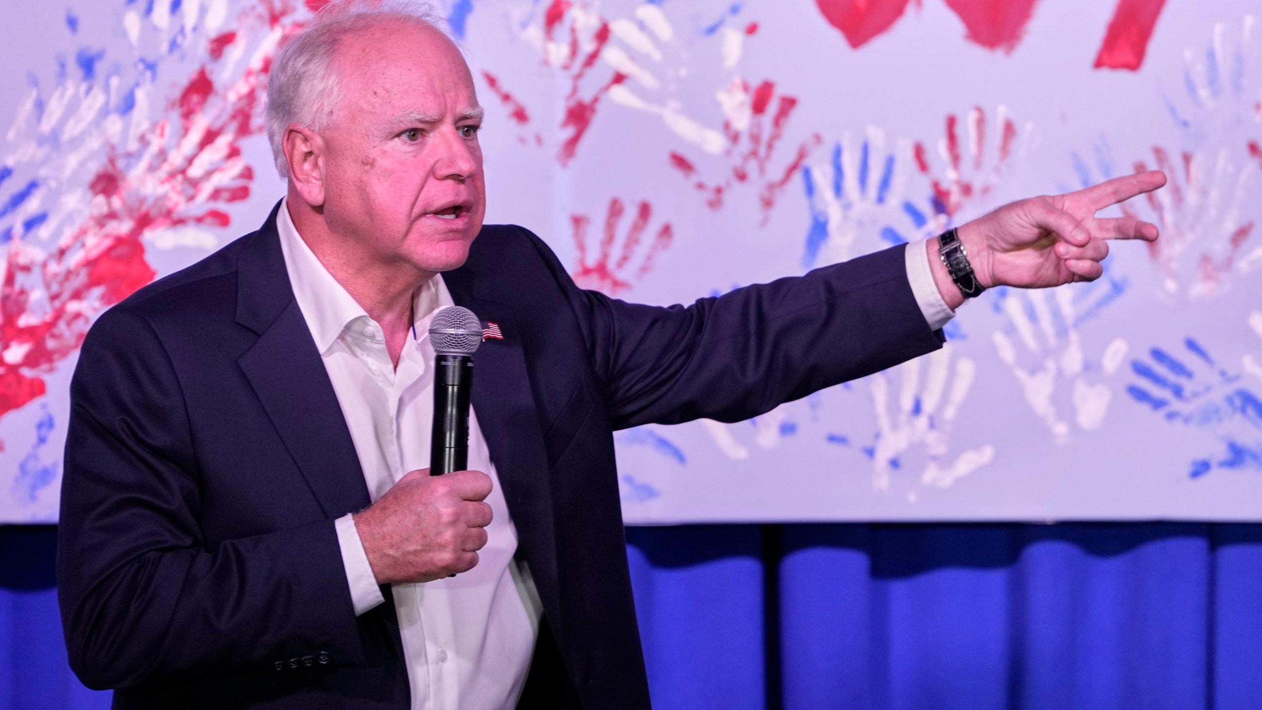 Democratic vice presidential candidate Minnesota Gov. Tim Walz speaks at the Whitewater Music Hall Brewing Company Friday, Sept. 13, 2024, in Wausau, Wis. (AP Photo/Morry Gash)