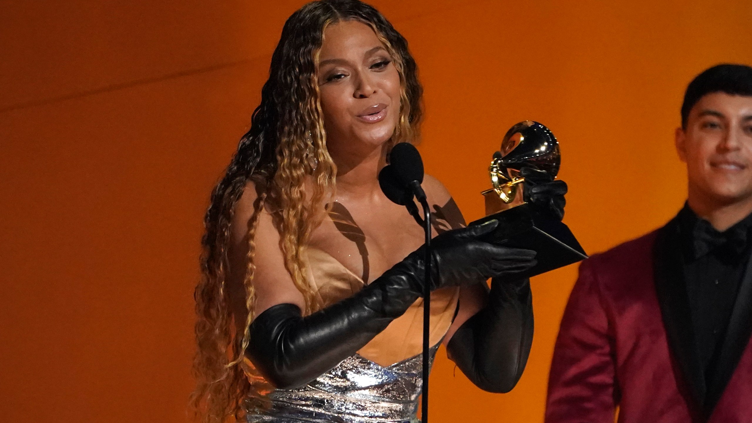 FILE - Beyonce accepts the award for best dance/electronic music album for "Renaissance" at the 65th annual Grammy Awards on Feb. 5, 2023, in Los Angeles. (AP Photo/Chris Pizzello, File)