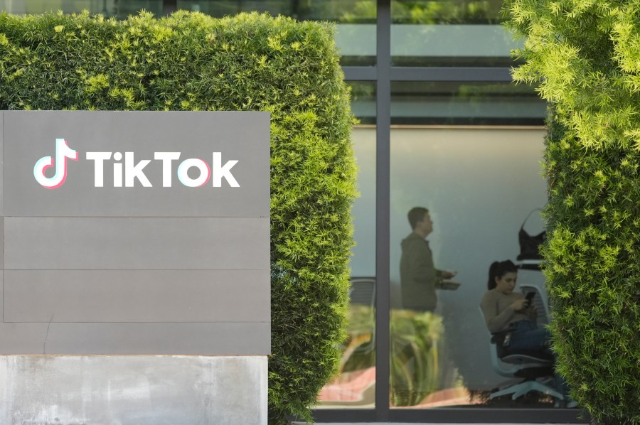 FILE - People work inside the TikTok Inc. building in Culver City, Calif., on March 11, 2024. (AP Photo/Damian Dovarganes, File)