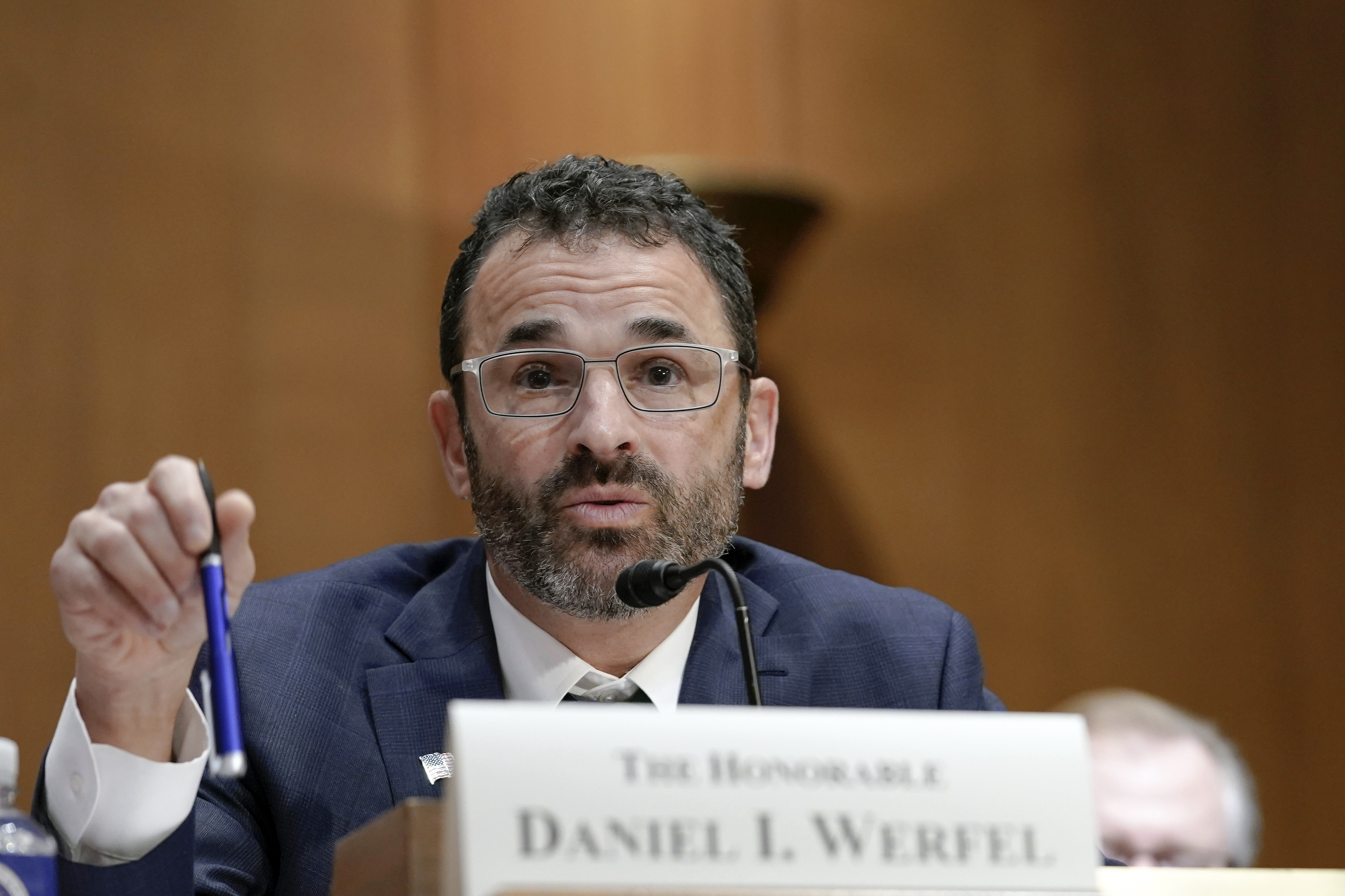 FILE - Internal Revenue Service Commissioner Daniel Werfel testifies during the Senate Finance Committee hearing on President Joe Biden's budget request for fiscal year 2024 for the IRS, April 19, 2023, on Capitol Hill in Washington. (AP Photo/Mariam Zuhaib, File)