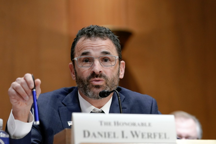 FILE - Internal Revenue Service Commissioner Daniel Werfel testifies during the Senate Finance Committee hearing on President Joe Biden's budget request for fiscal year 2024 for the IRS, April 19, 2023, on Capitol Hill in Washington. (AP Photo/Mariam Zuhaib, File)