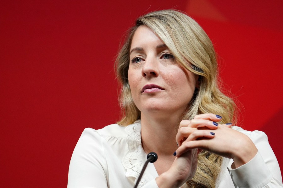 FILE - Canada's Foreign Affairs Minister Melanie Joly looks on during a press conference concluding a first ministers meeting, in Ottawa, Ontario, Wednesday, Jan. 15, 2025. (Sean Kilpatrick/The Canadian Press via AP, File)