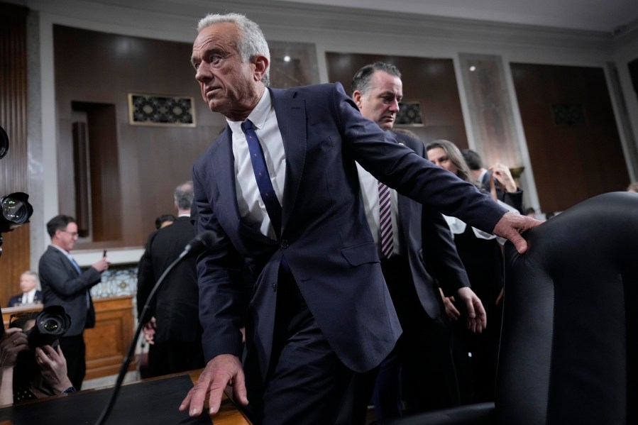 Robert F. Kennedy Jr., President Donald Trump's choice to be Secretary of Health and Human Services, appears before the Senate Finance Committee for his confirmation hearing at the Capitol in Washington, Wednesday, Jan. 29, 2025. (AP Photo/J. Scott Applewhite)