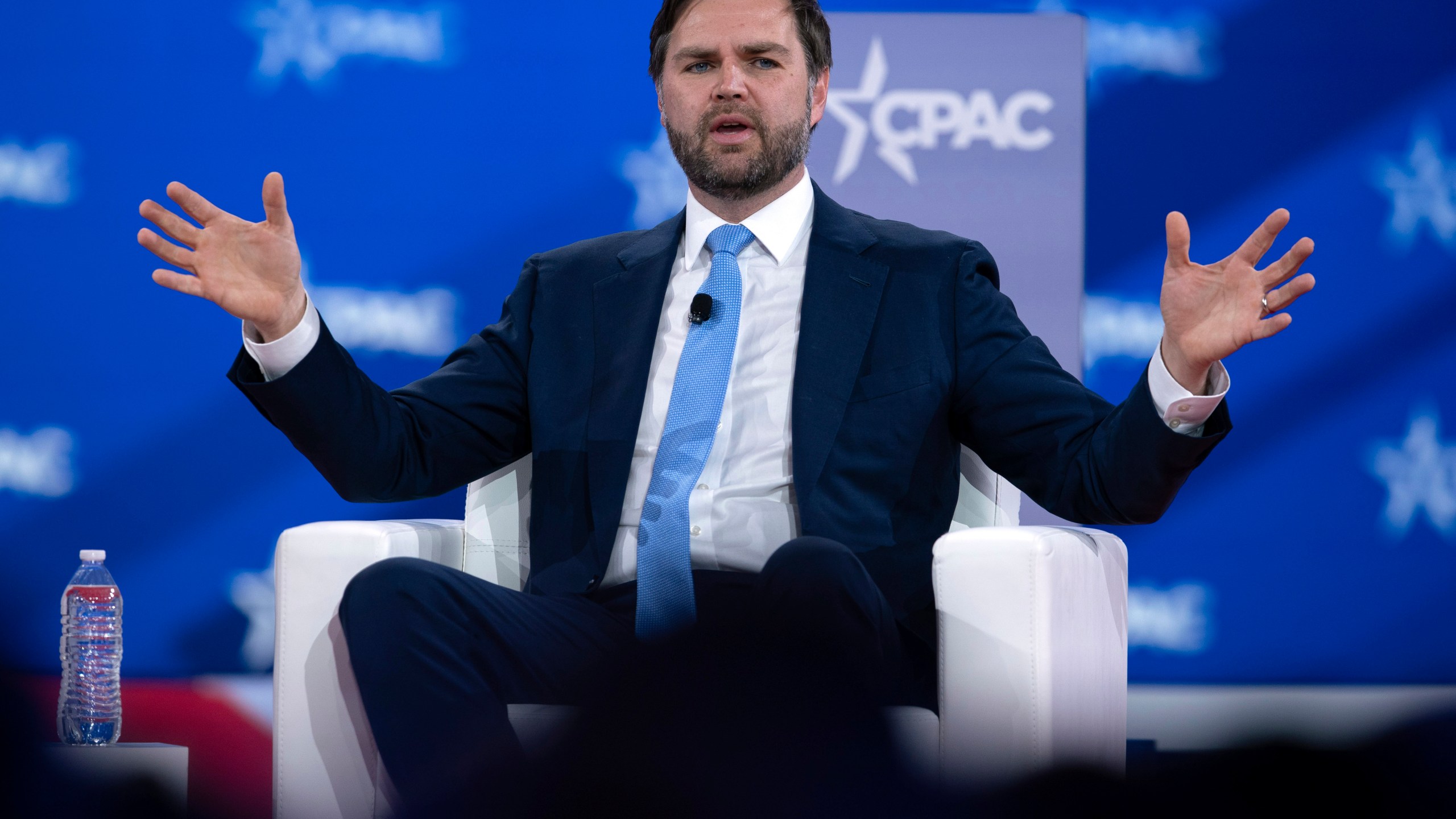 Vice President JD Vance, speaks during the Conservative Political Action Conference, CPAC 2025, at the National Harbor, in Oxon Hill, Md., Thursday, Feb. 20, 2025. (AP Photo/Jose Luis Magana)