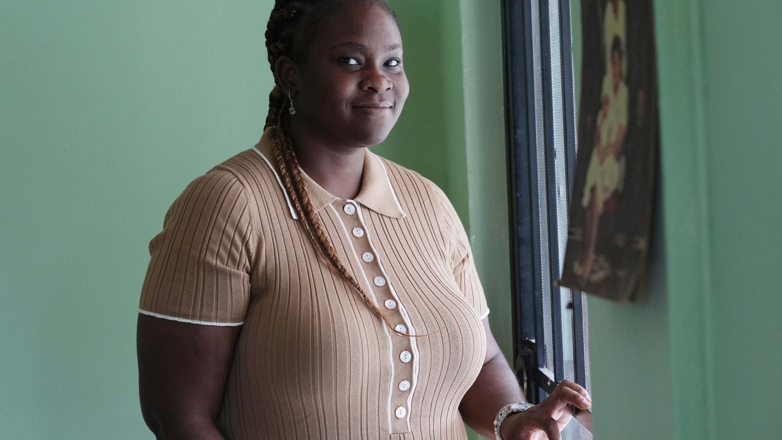 Rivly Breus stands at the Erzule Paul Foundation, Thursday, Jan. 23, 2025, in North Miami, Fla. (AP Photo/Marta Lavandier)