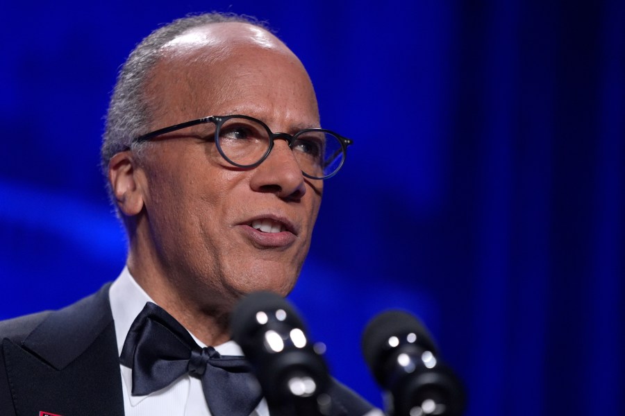 FILE - NBC news anchor Lester Holt speaks at the White House Correspondents' Association Dinner at the Washington Hilton, April 27, 2024, in Washington. (AP Photo/Manuel Balce Ceneta, File)