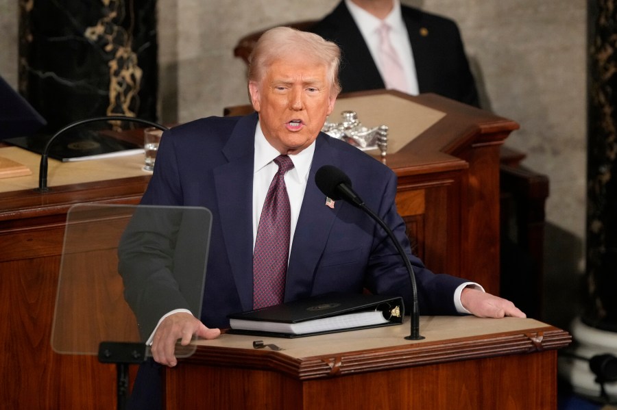 President Donald Trump addresses a joint session of Congress at the Capitol in Washington, Tuesday, March 4, 2025. (AP Photo/Ben Curtis)