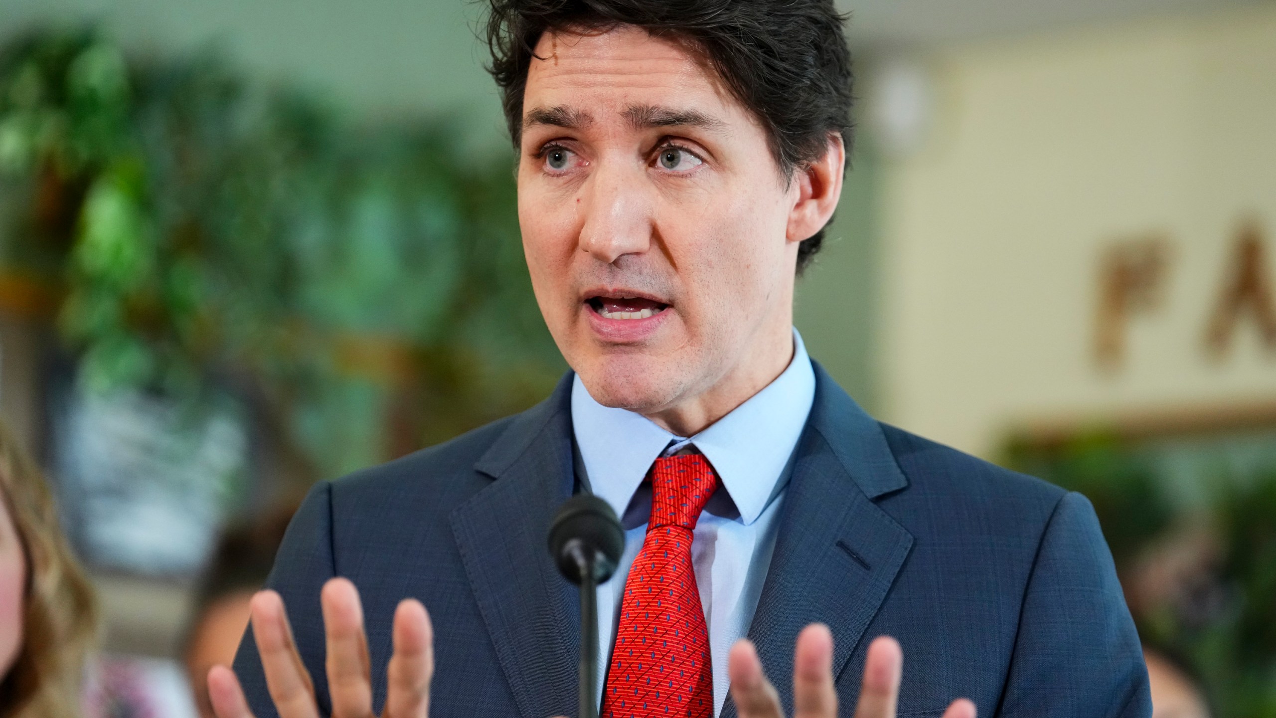 Canadian Prime Minister Justin Trudeau answers reporters questions during an event in Ottawa, Thursday, March 6, 2025. (Sean Kilpatrick/The Canadian Press via AP)